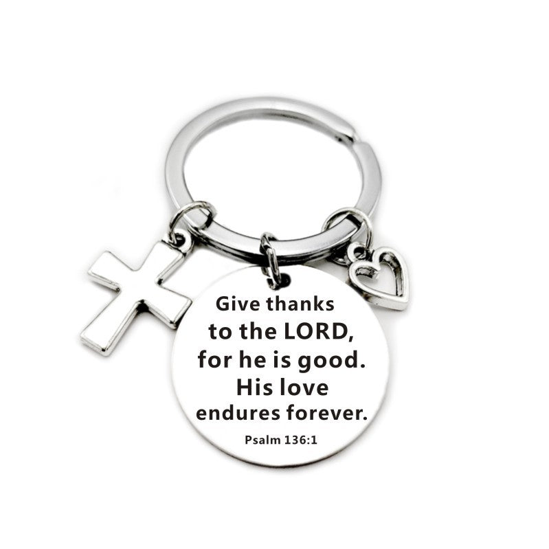 Christian Bible Scripture Pendant Cross Heart Charms Keychain - Blessings is Here