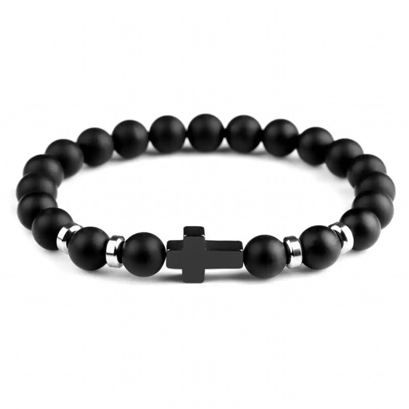 Tigereye Cross Beaded Bracelet - Blessings is Here