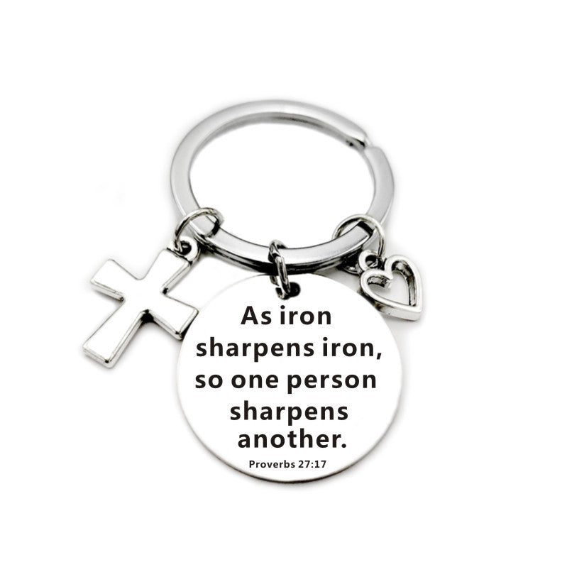 Christian Bible Scripture Pendant Cross Heart Charms Keychain - Blessings is Here