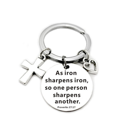 Christian Bible Scripture Pendant Cross Heart Charms Keychain