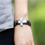 Brown Leather Cross Bracelets - Blessings is Here