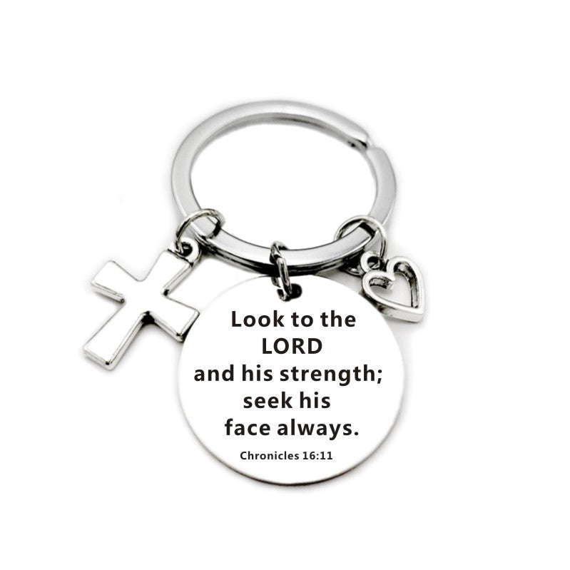 Christian Bible Scripture Pendant Cross Heart Charms Keychain - Blessings is Here