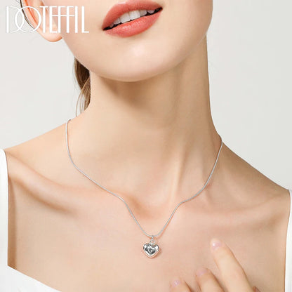 Silver Heart Pendant Necklace for Women