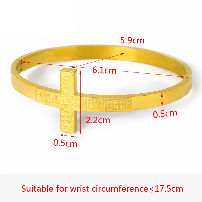 Bible Scripture Cross Bangle Bracelet