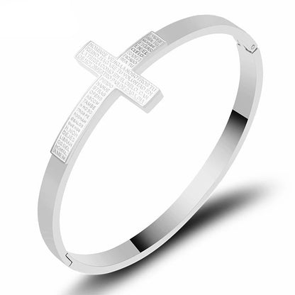 Bible Scripture Cross Bangle Bracelet