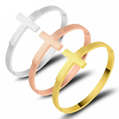 Bible Scripture Cross Bangle Bracelet