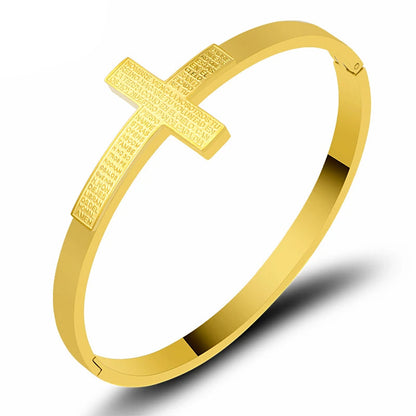 Bible Scripture Cross Bangle Bracelet