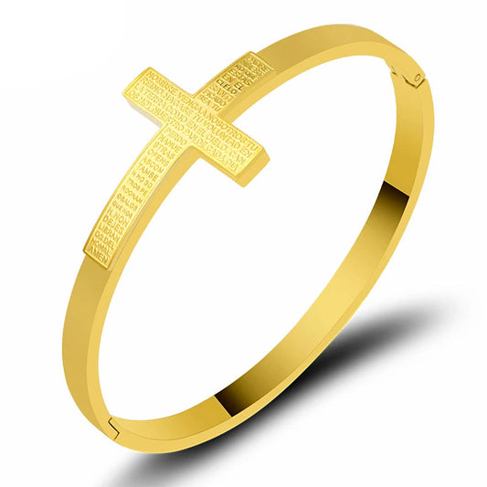 Bible Scripture Cross Bangle Bracelet