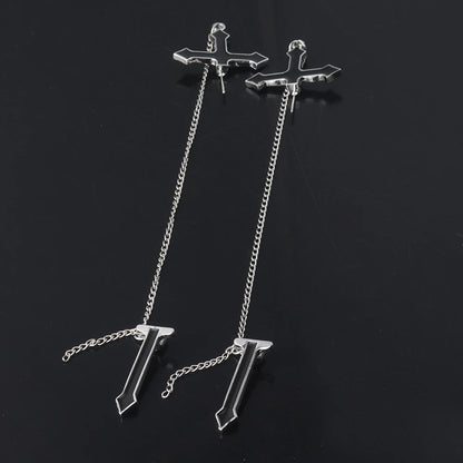 Unisex Vintage Black Cross Chain Earrings