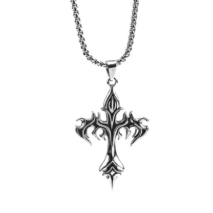 Hip Hop Stainless Steel Cross Pendant Necklace
