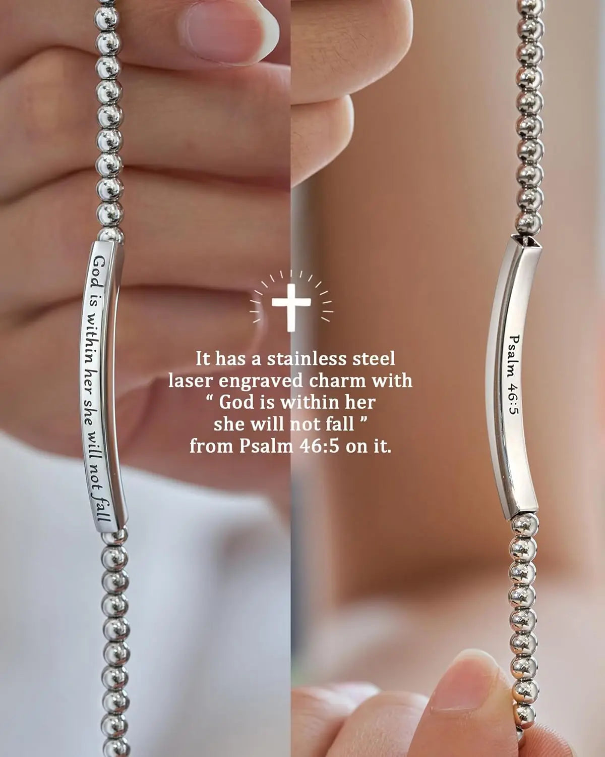 Christian Bracelet for Women God Is Within Her She Will Not Fall | Bible Verse Jewelry | Inspirational Religious Gift for Her | Faith Gift