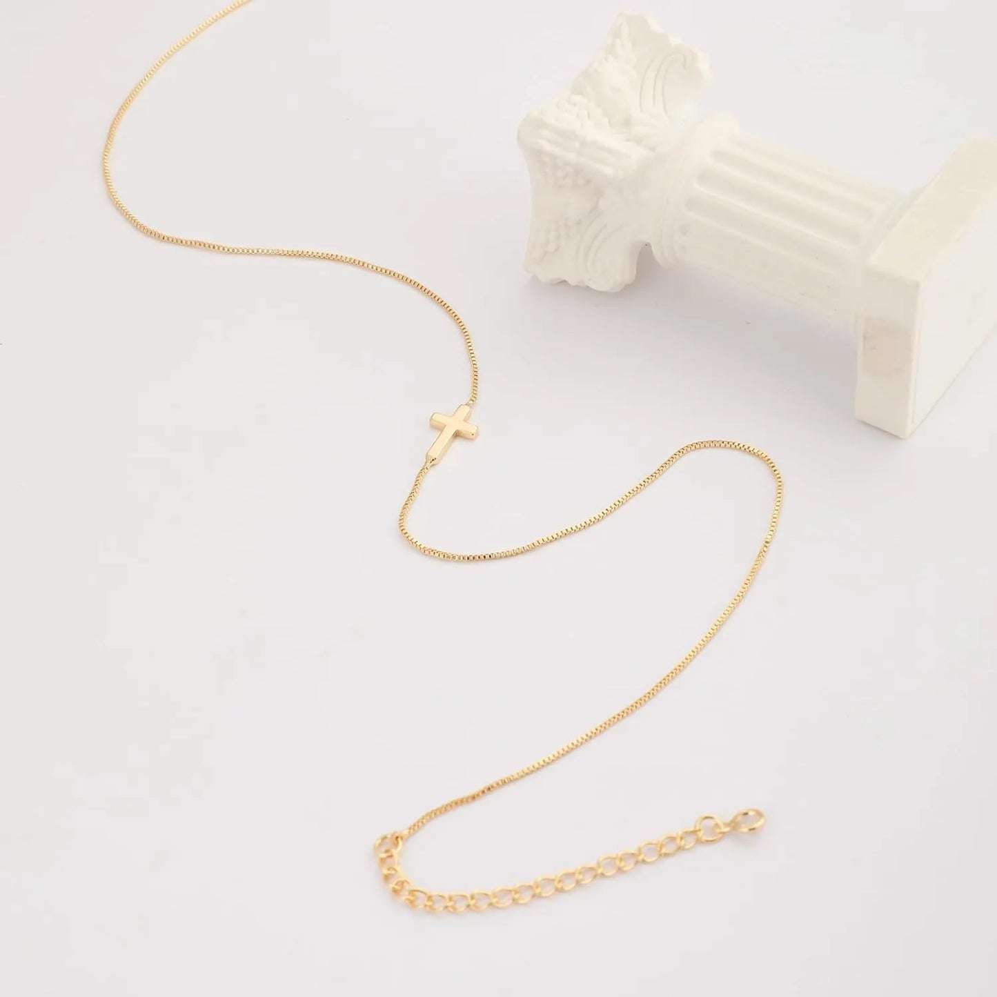 Cross Necklace for Women 14K Gold Plated Small Cross Pendant Choker Simple Trendy Charm Chain Necklace Jewelry Religious Gift