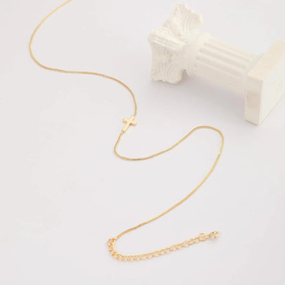 Cross Necklace for Women 14K Gold Plated Small Cross Pendant Choker Simple Trendy Charm Chain Necklace Jewelry Religious Gift