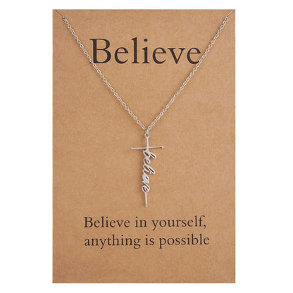 Faith Cross Pendant Necklace Religious Christian Jewelry Mother's Day Gifts for Women