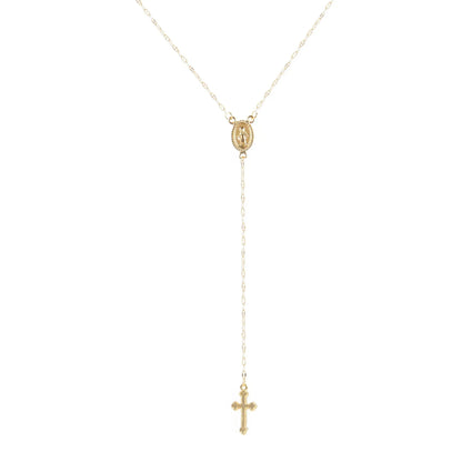 Boho Religious Vintage Christian Cross Rosary Necklace