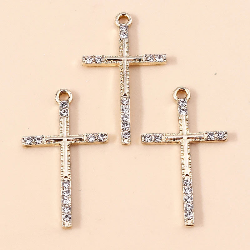 10pcs Luxury Gold Silver Color Cross Charms for Jewelry Making Handmade Crosses Pendant Necklace Keychain Diy Jewelry Findings - Blessings is Here