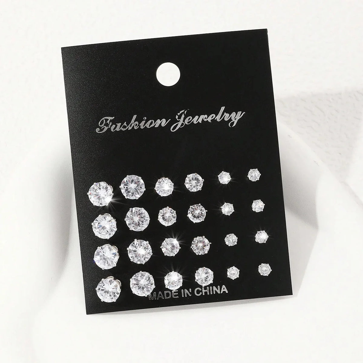 12-Pair Zirconia Stud Earring Set - Blessings is Here