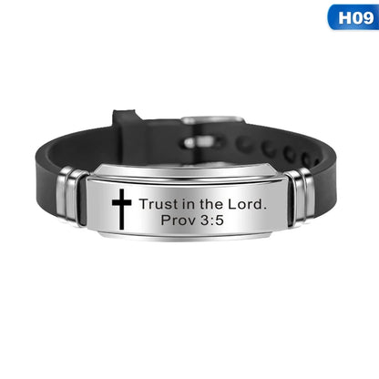 Bible Verse Faith Silicone Cross Bracelet