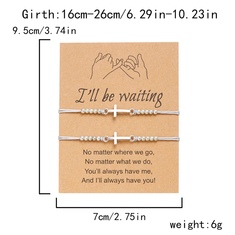 2Pcs/Set New Simple Cross Braided Bracelet for Women Men Handmade Adjustable Friendship Couple Bracelet Christian Prayer Jewelry