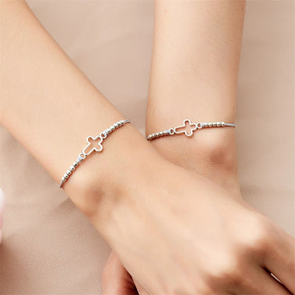 2Pcs/Set New Simple Cross Braided Bracelet for Women Men Handmade Adjustable Friendship Couple Bracelet Christian Prayer Jewelry