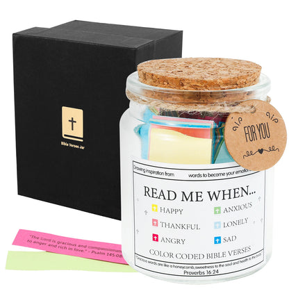 Christian Bible Verse Jar - Colorful Scripture Cards, Handmade Faith & Encouragement Gift for Women, Prayer & Blessings Jar