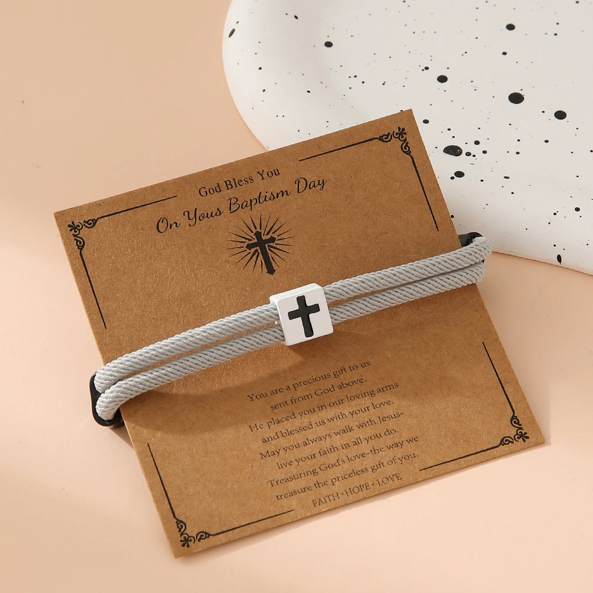 Braided Cross Bracelet for Men And Women Adjustable Hand Rope with Metal Knot Christian Baptism Gifts Christian Jewelry - Blessings is Here