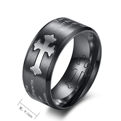 Isaiah Bible Verse Cross Men’s Stainless Steel Ring
