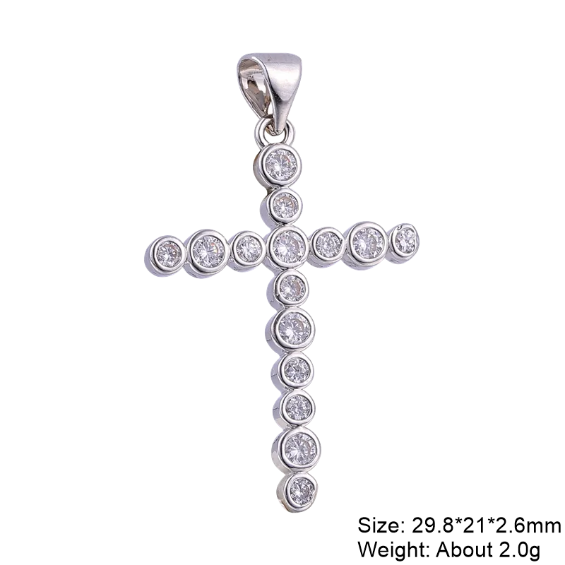 Juya Handmade 18K Real Gold Plated Cubic Zirconia Christian Cross Charms For DIY Rosary Religious Pendant Jewelry Making - Blessings is Here