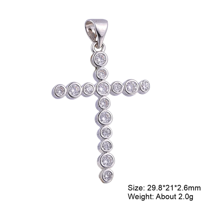 Juya Handmade 18K Real Gold Plated Cubic Zirconia Christian Cross Charms For DIY Rosary Religious Pendant Jewelry Making - Blessings is Here
