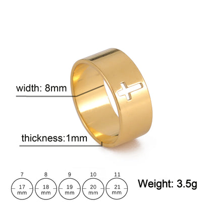 Stainless Steel Unisex Bible Verse Hollow Cross Ring