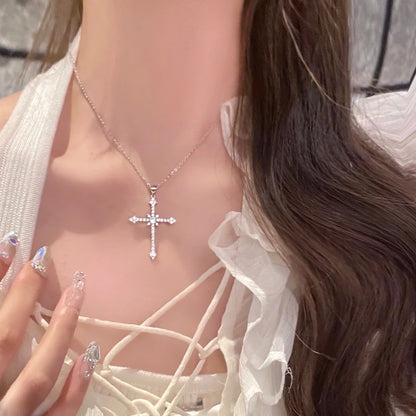 Women’s Crystal Zircon Cross Pendant Necklace