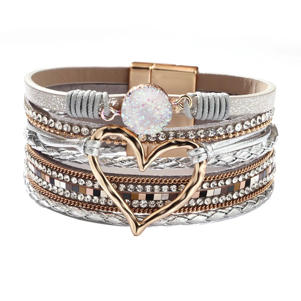 Blessed Cross PU Leather Bracelet – Bohemian Christian Rhinestone Wrap Bracelet for Women | Vintage Faith Jewelry Gift | Blessings Is Here