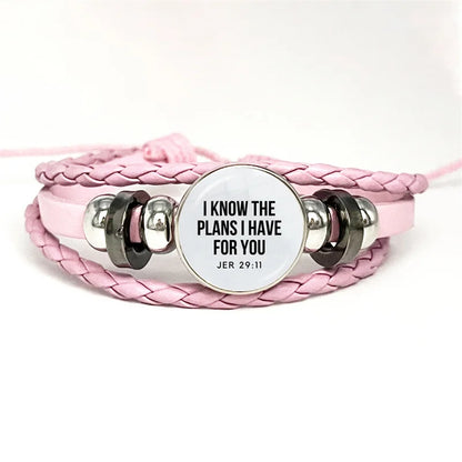 Multilayer Christian Faith Bible Verse Leather Bracelet