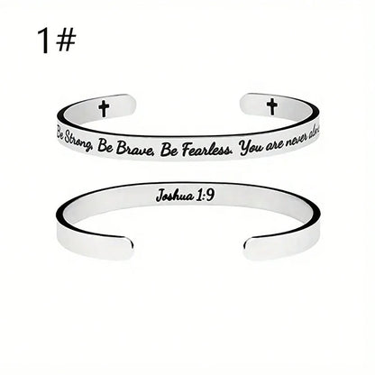 Stainless Steel Jesus Christian Bible Verse Cuff Bracelet