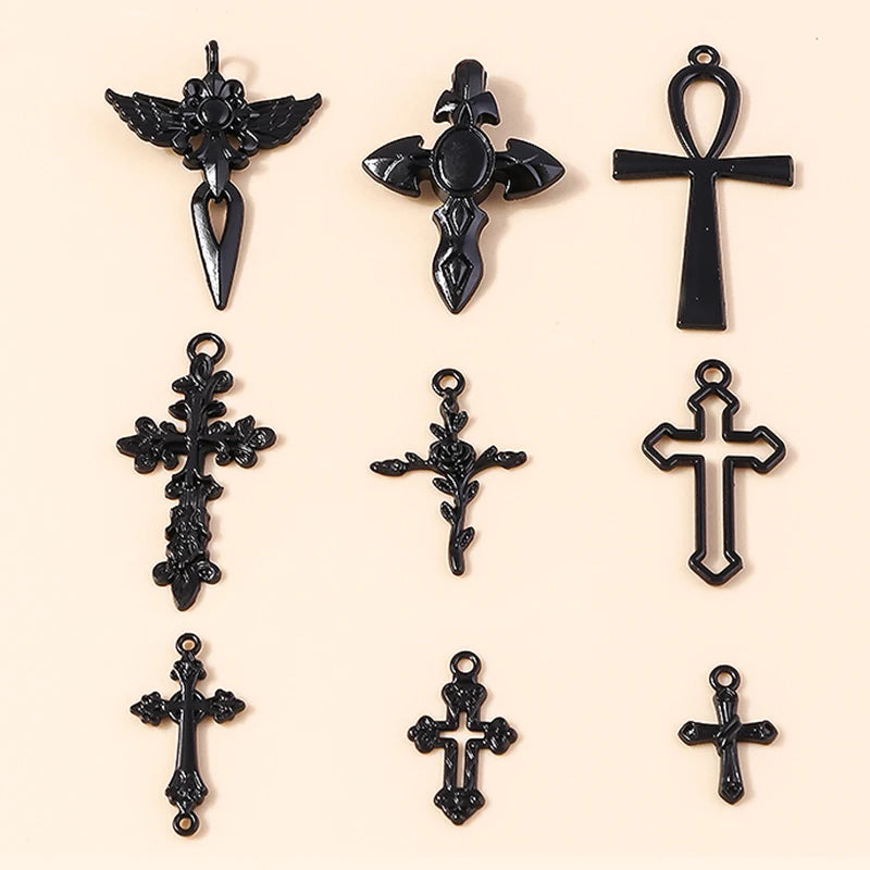 10pcs Luxury Gold Silver Color Cross Charms for Jewelry Making Handmade Crosses Pendant Necklace Keychain Diy Jewelry Findings - Blessings is Here