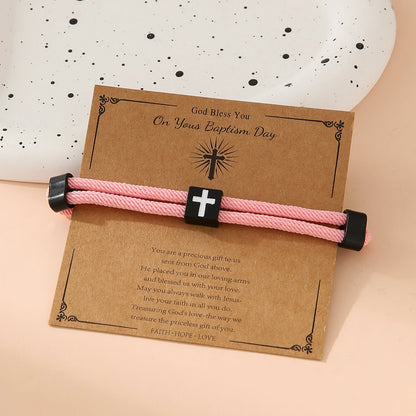 Braided Cross Bracelet for Men And Women Adjustable Hand Rope with Metal Knot Christian Baptism Gifts Christian Jewelry - Blessings is Here