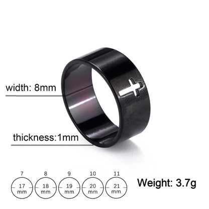 Stainless Steel Unisex Bible Verse Hollow Cross Ring