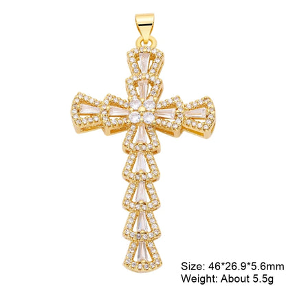 Juya Handmade 18K Real Gold Plated Cubic Zirconia Christian Cross Charms For DIY Rosary Religious Pendant Jewelry Making - Blessings is Here