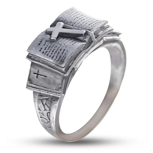 Adjustable Handmade Cross Carved Faith Ring