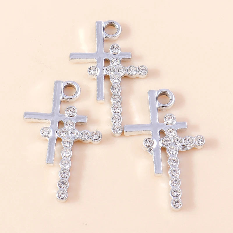 10pcs Luxury Gold Silver Color Cross Charms for Jewelry Making Handmade Crosses Pendant Necklace Keychain Diy Jewelry Findings - Blessings is Here