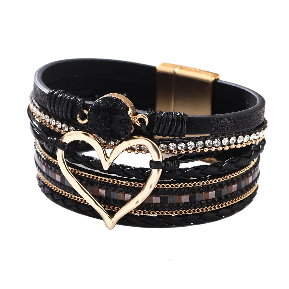 Blessed Cross PU Leather Bracelet – Bohemian Christian Rhinestone Wrap Bracelet for Women | Vintage Faith Jewelry Gift | Blessings Is Here