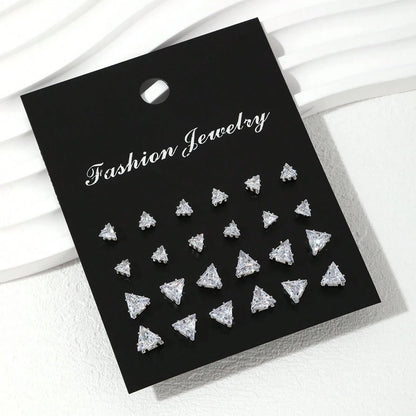 12-Pair Zirconia Stud Earring Set