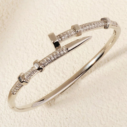 Trendy Zircon Nail Screw Bracelet for Women