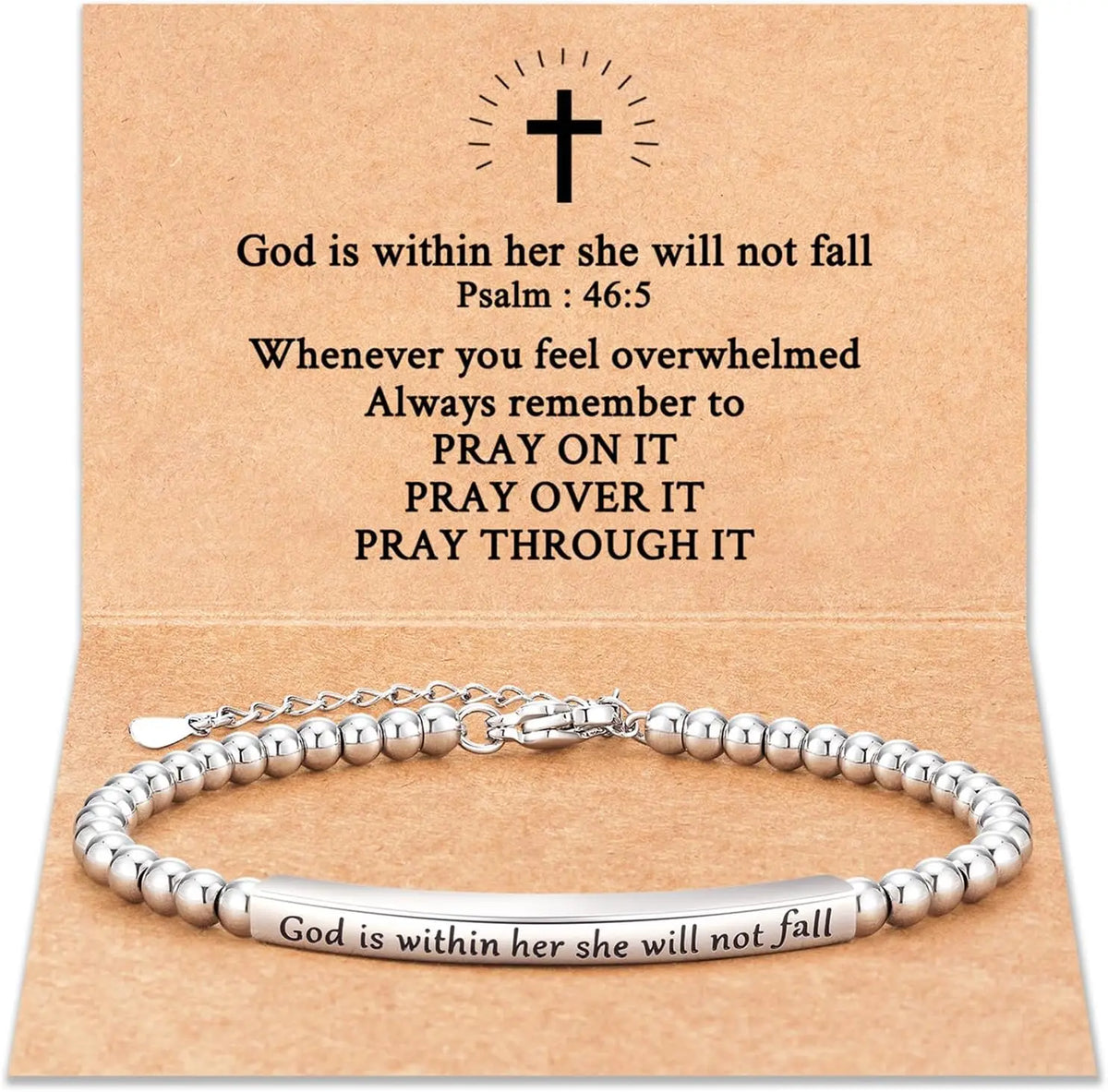 Christian Bracelet for Women God Is Within Her She Will Not Fall | Bible Verse Jewelry | Inspirational Religious Gift for Her | Faith Gift