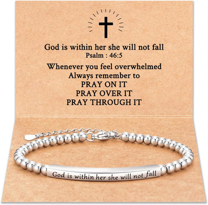 Christian Bracelet for Women God Is Within Her She Will Not Fall | Bible Verse Jewelry | Inspirational Religious Gift for Her | Faith Gift