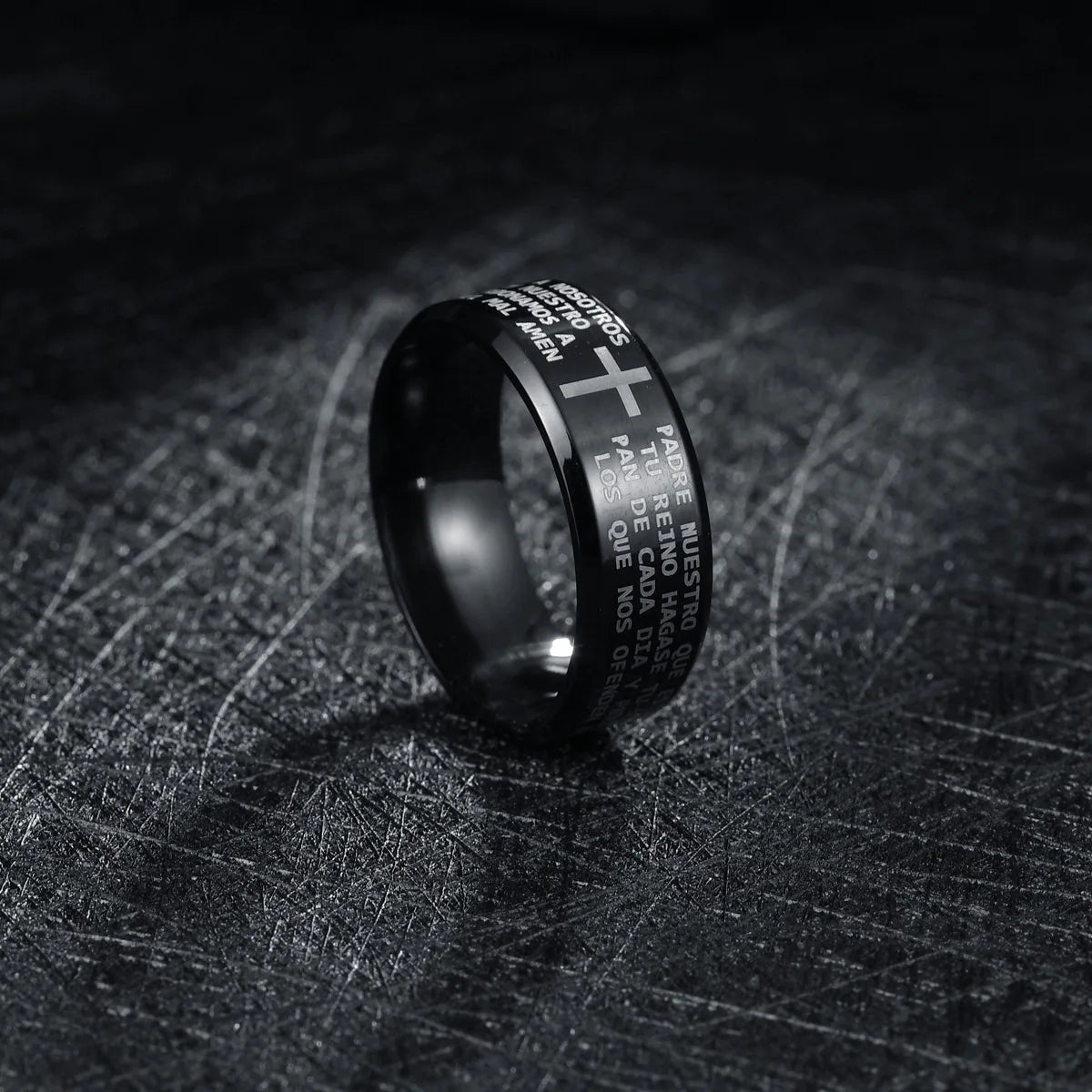 Bible Prayer Stainless Steel Jesus Cross Ring