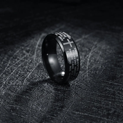 Bible Prayer Stainless Steel Jesus Cross Ring