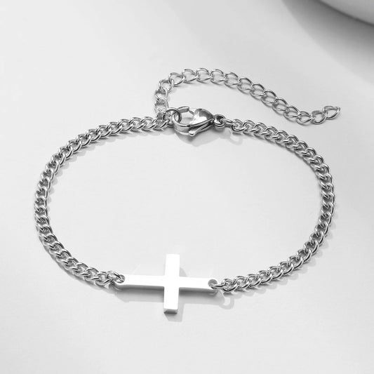Waterproof Stainless Steel Cross Bracelet Christian Jewelry