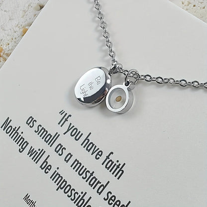 Mustard Seed Faith Necklace for Women & Men – Stainless Steel Inspirational Christian Pendant, Matthew 17:20 Bible Verse Necklace, Christian Gift