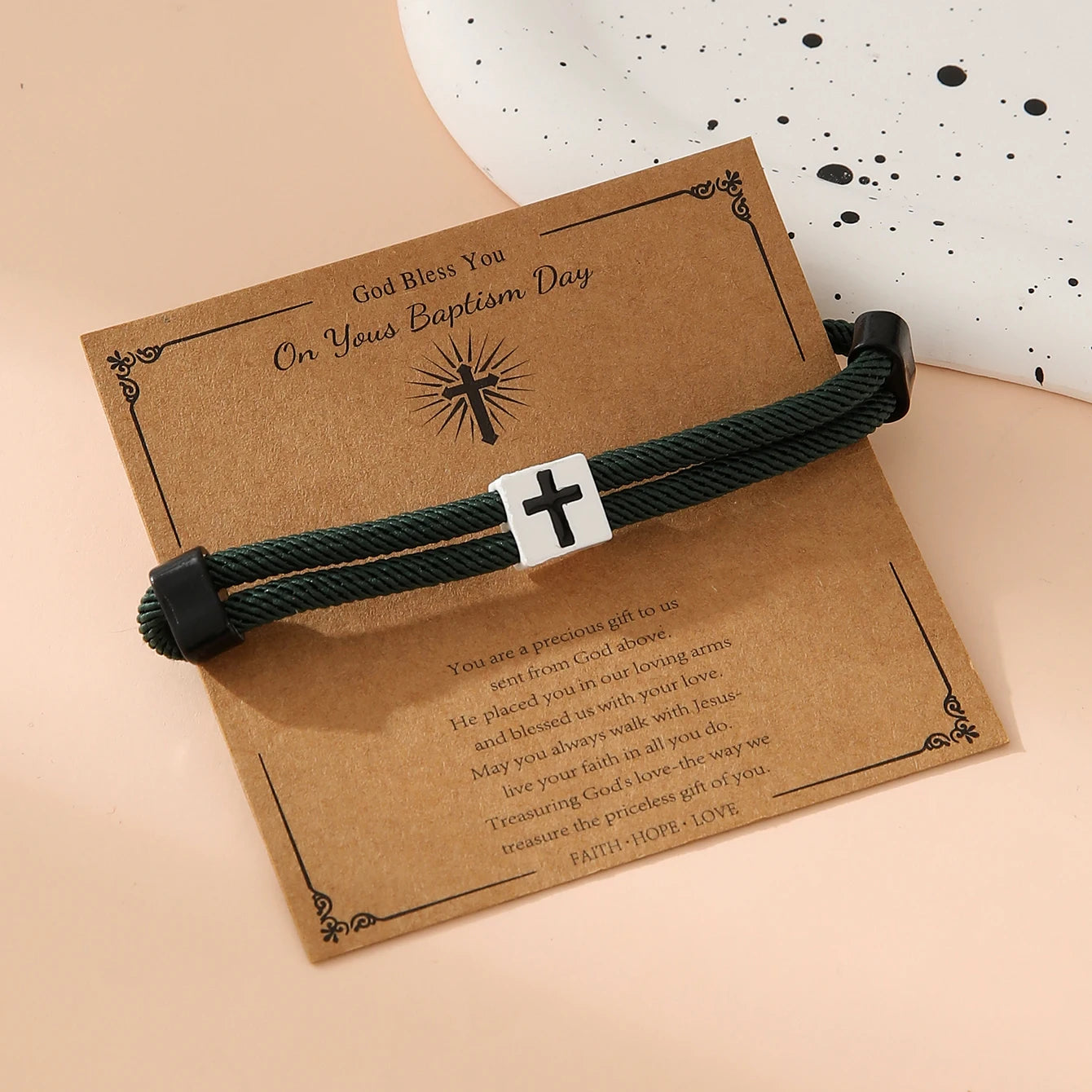 Braided Cross Bracelet for Men And Women Adjustable Hand Rope with Metal Knot Christian Baptism Gifts Christian Jewelry - Blessings is Here